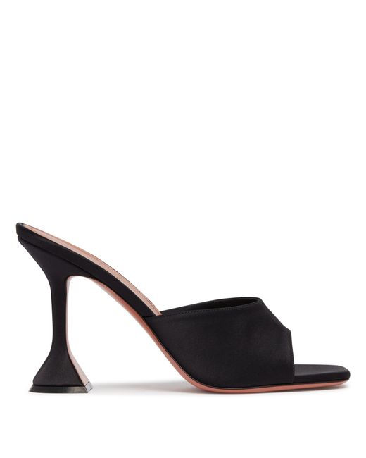 AMINA MUADDI Black Lupita Satin Mules