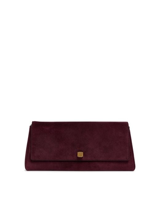 Khaite Purple Burgundy Suede Audrey Clutch
