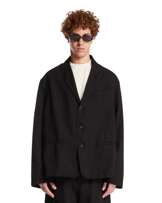 Studio Nicholson Black Cotton And Linen Jacket for men