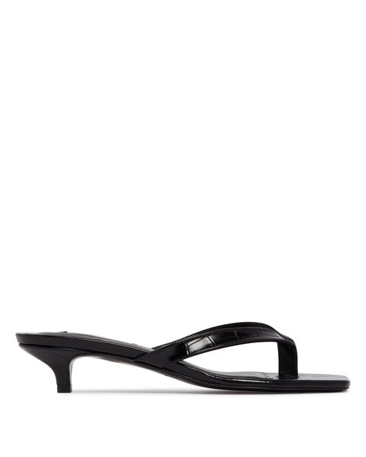 Totême  White Low-Heel Croc-Effect Flip-Flop Sandals