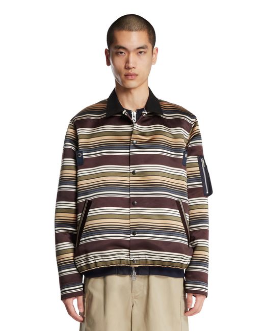 Sacai Black Double-Layer Striped Jacket for men