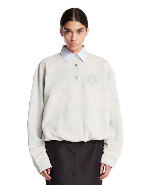 Acne White Striped Cotton Sweatshirt