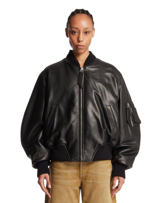The Attico Black Anja Bomber Jacket