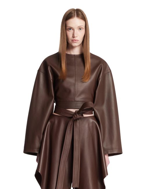 Alaïa Brown Leather Belted Top