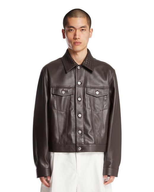 Bottega Veneta Brown Leather Jacket for men