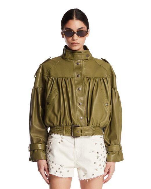 Chloé Green Cropped Leather Jacket