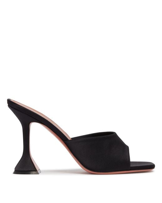 AMINA MUADDI Black Lupita Satin Mules