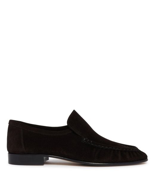The Row Black Two Suede Soft Loafers