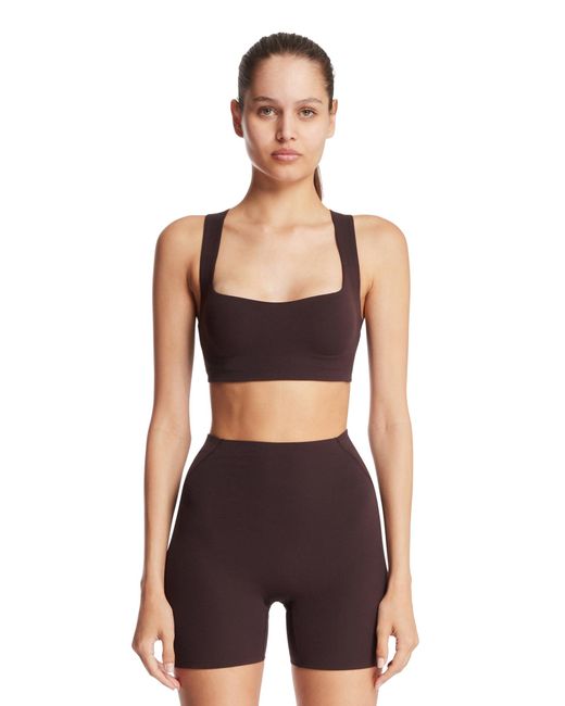 Nike Brown Skims Studio Stretch Square-Neck Top