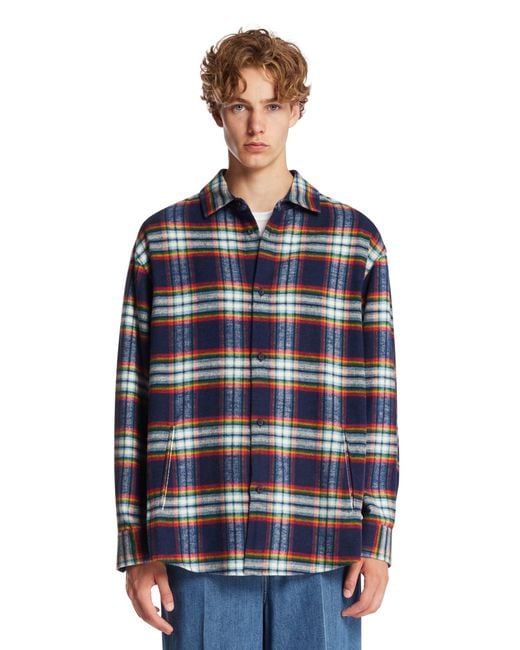 DARKPARK Blue Check Wool Shirt for men