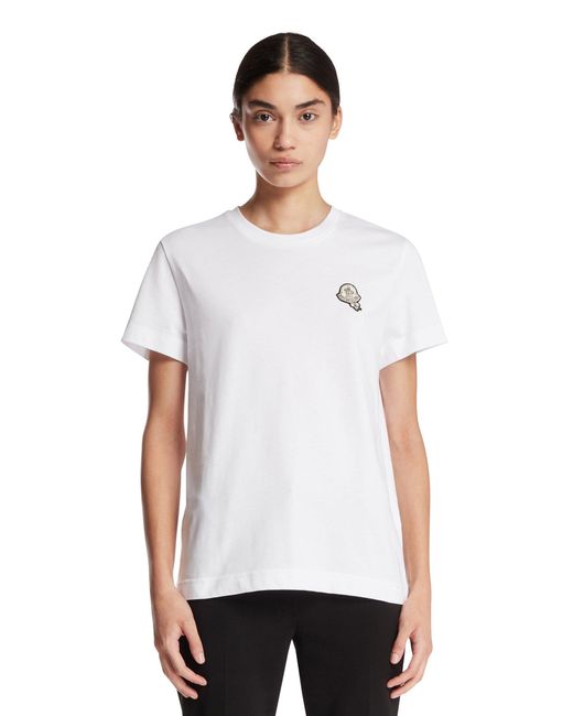 Moncler White Cotton T-Shirt With Patch