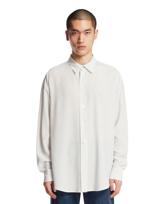 The Row White Granada Striped Silk Shirt for men