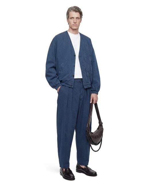 Hed Mayner Blue V-Neck Denim Jacket for men