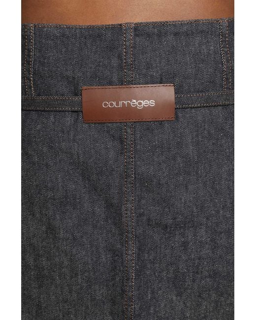 Courreges Black Two Pockets Denim Skirt