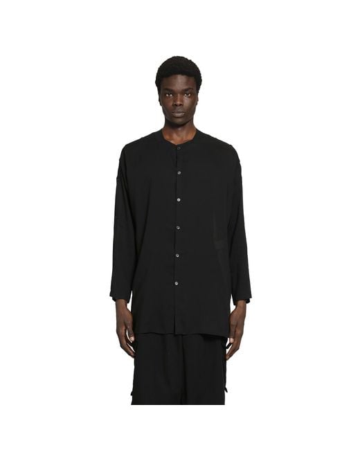 Yohji Yamamoto Black Collarless B Shirt for men