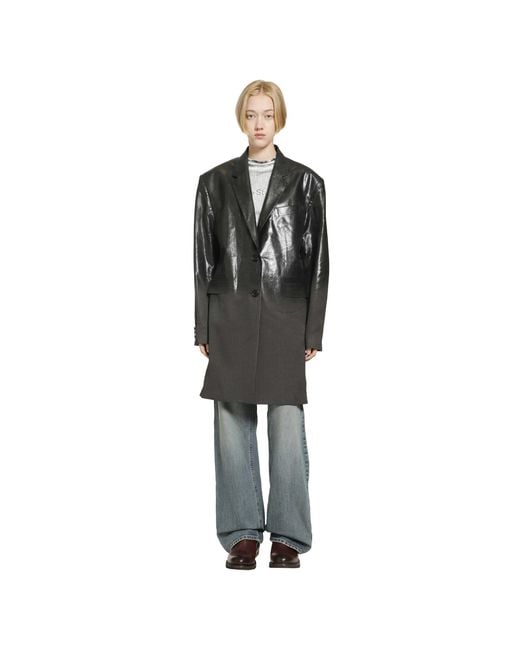 Acne Black Gradient Herringbone Coat