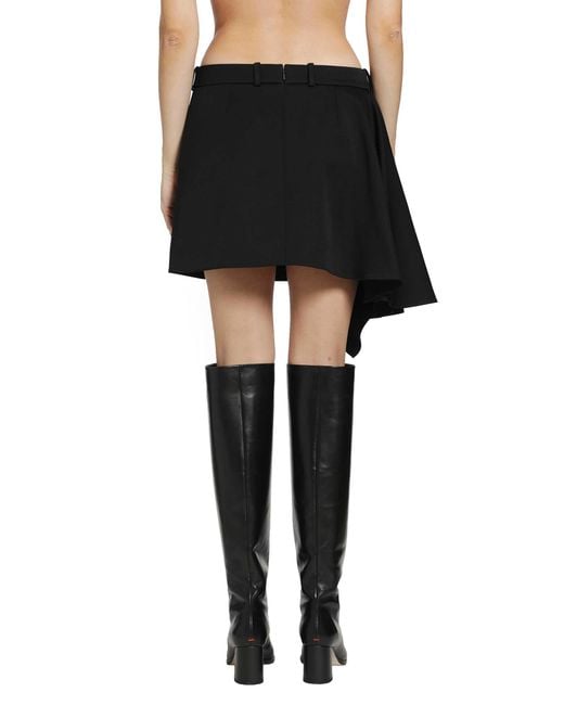 Givenchy Black Wool Slashed Mini Skirt