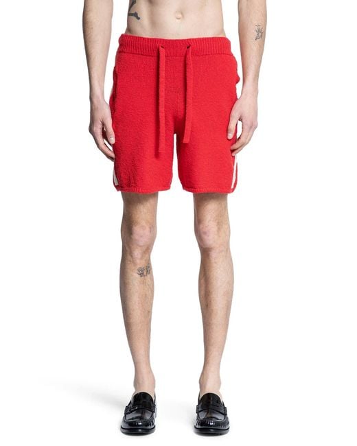 Laneus Red Stretch Cotton Nylon Knit Shorts for men