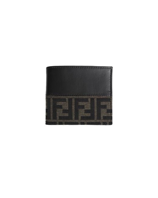 Fendi Black Jacquard Bi-Fold Wallet for men