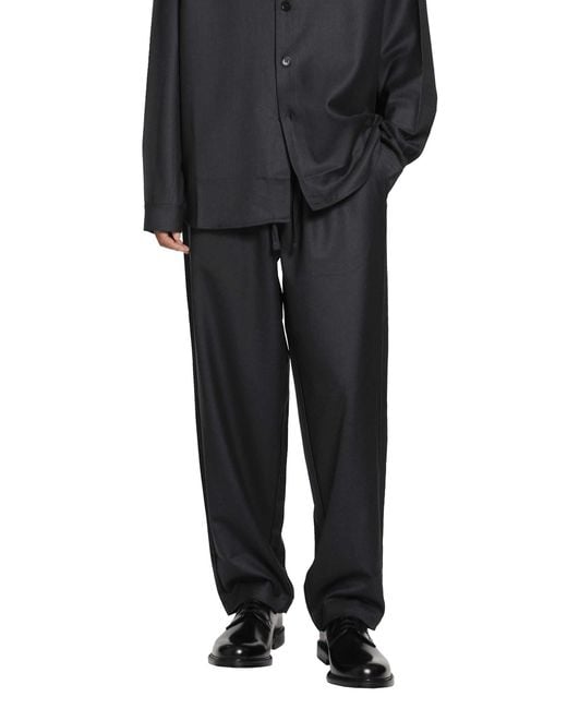 ROSE BURRITO Black Wool Pyjama Trousers for men