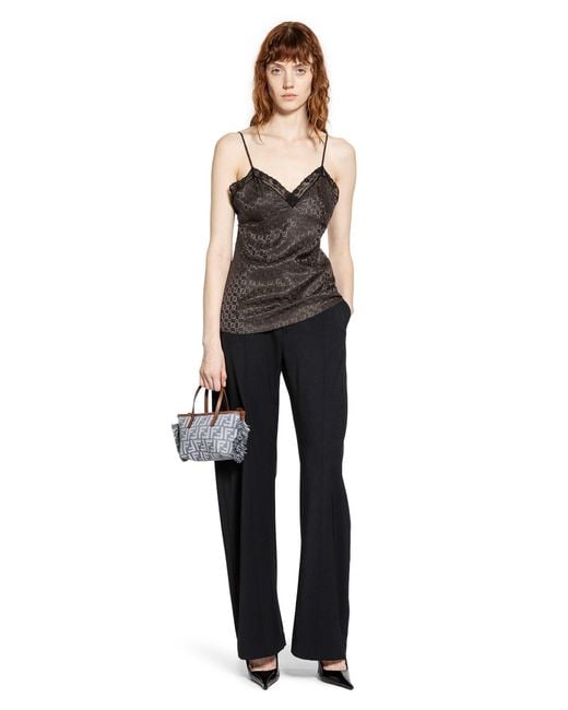 Fendi Black Ff Silk Slip Top