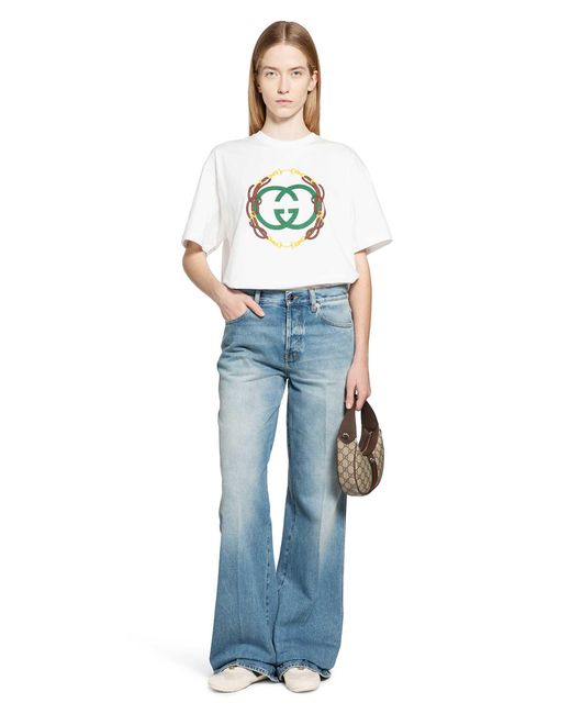 Gucci Blue Bleached Denim Flared Jeans