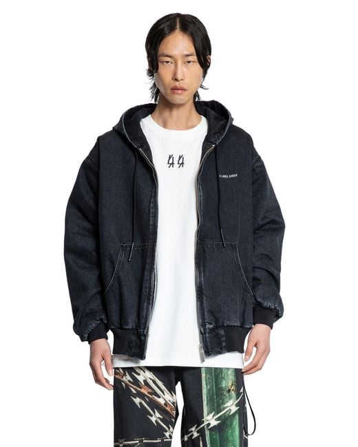 44 Label Group Blue Padded Zip-Up Denim Jacket for men