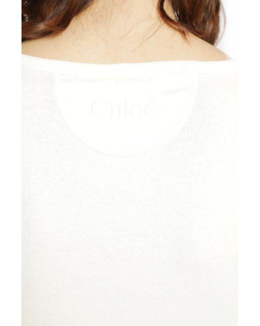 Chloé White Henley Long Sleeve Top