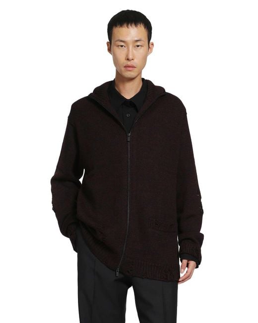 Yohji Yamamoto Black High-Neck Zip Cardigan for men