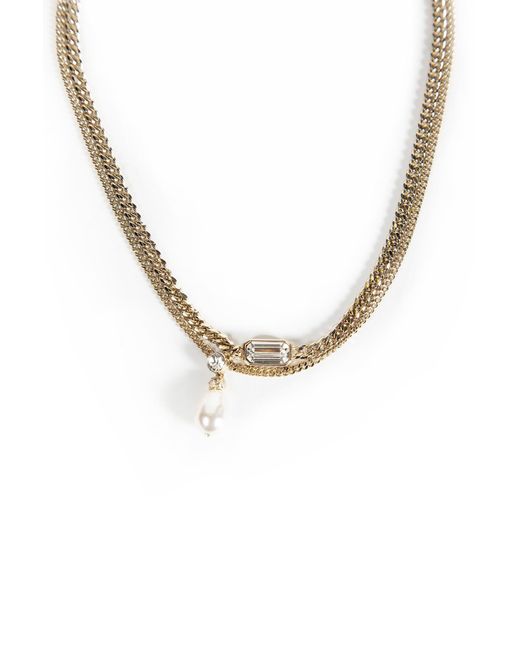 McQueen Metallic Skull & Crystal Necklace