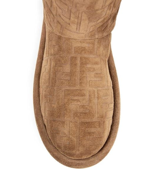 Fendi Natural Ff Suede Ankle Boots for men
