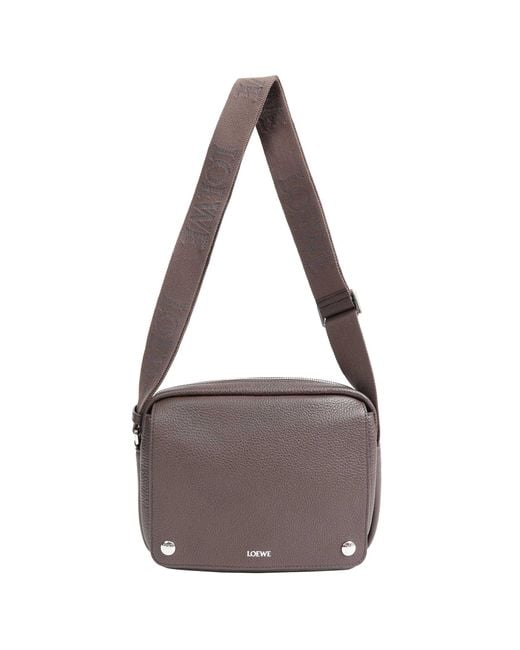 Loewe Brown Medium Pebble Messenger Bag for men
