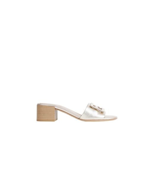 Fendi White Laminated Leather Mules