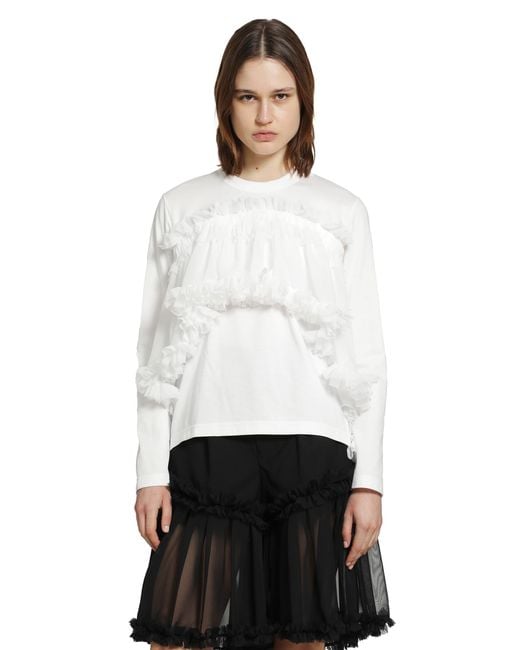 Noir Kei Ninomiya White Tulle Long Sleeve T-Shirt