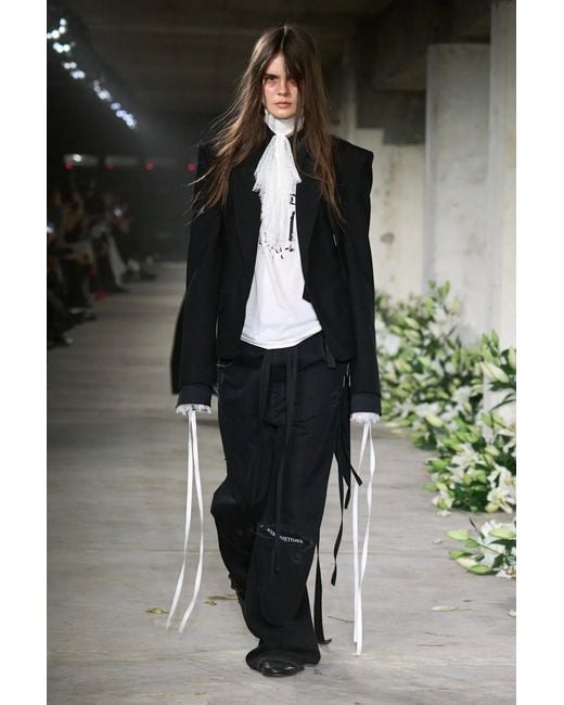 Ann Demeulemeester Black Jeans Polly 5 Tasche Distressed Alta Comodità