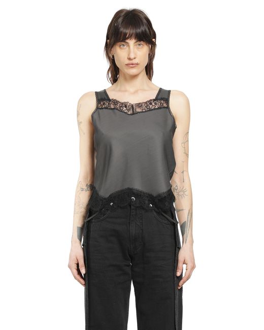 MM6 by Maison Margiela Black Lace Trim Top