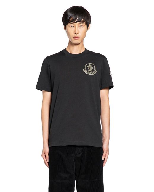 Moncler Black Logo Cotton T-Shirt for men
