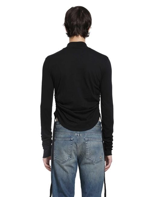 Ann Demeulemeester Black Lenart Wrinkled Mock Neck Top for men