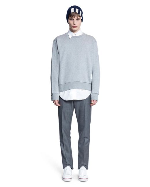 Thom Browne Blue Loopback Stripe Sweatshirt for men