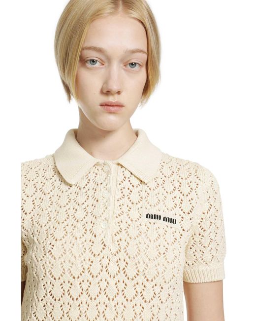 Miu Miu White Cotton Polo Mini Dress