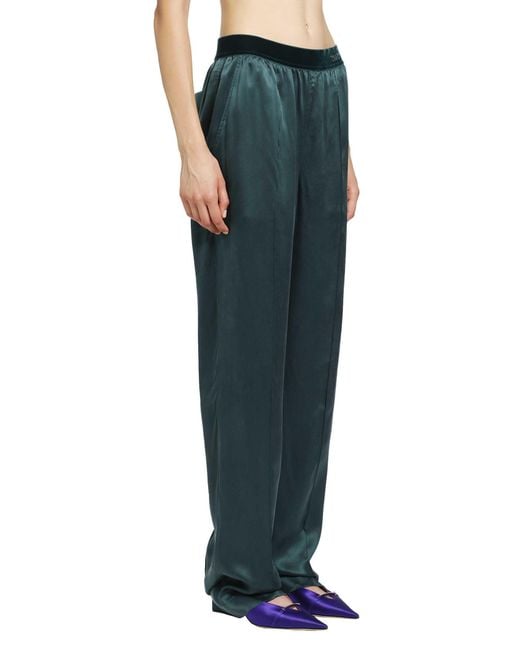 Tom Ford Green Silk Satin Pj Pants