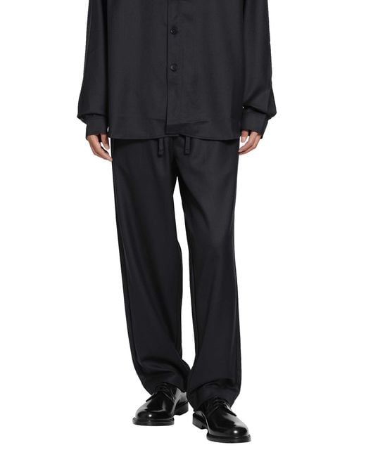 ROSE BURRITO Black Wool Pyjama Trousers for men