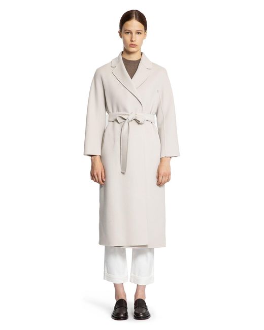 Max Mara White Wool Broadcloth Midi Coat