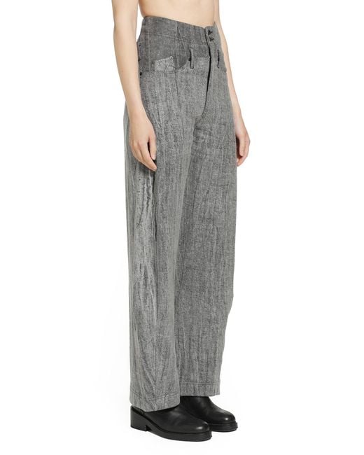 Yehuafan Gray Linen Trousers