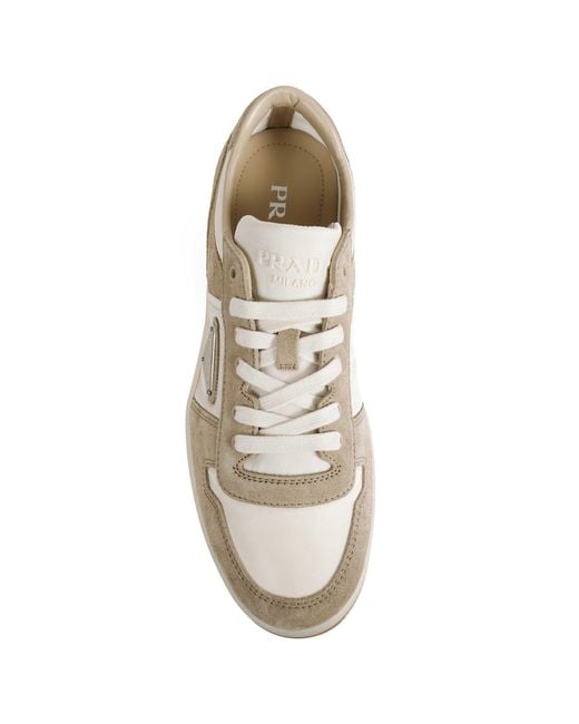 Prada White Downtown Re-Nylon And Suede Sneakers for men