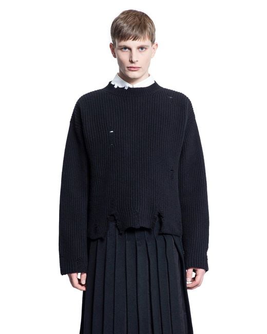 Ann Demeulemeester Blue Folke Cropped Sweater for men