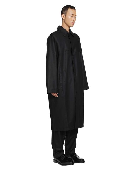 ROSE BURRITO Black Wool Flannel Coat for men
