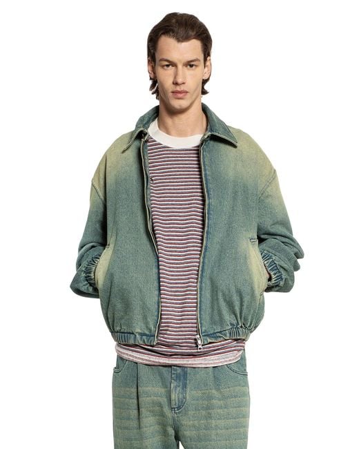 Song For The Mute Green Padded Denim Jacket for men