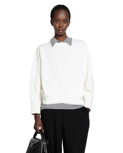 Totême White Oversized Crew Knit