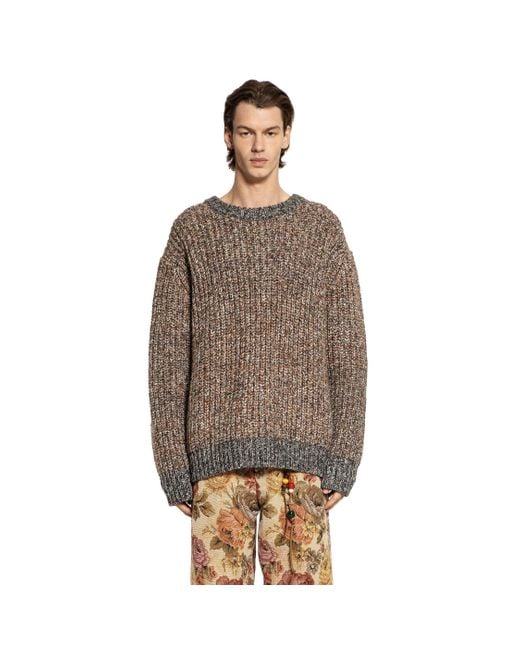Song For The Mute Brown Thick Cable Knit Sweater for men